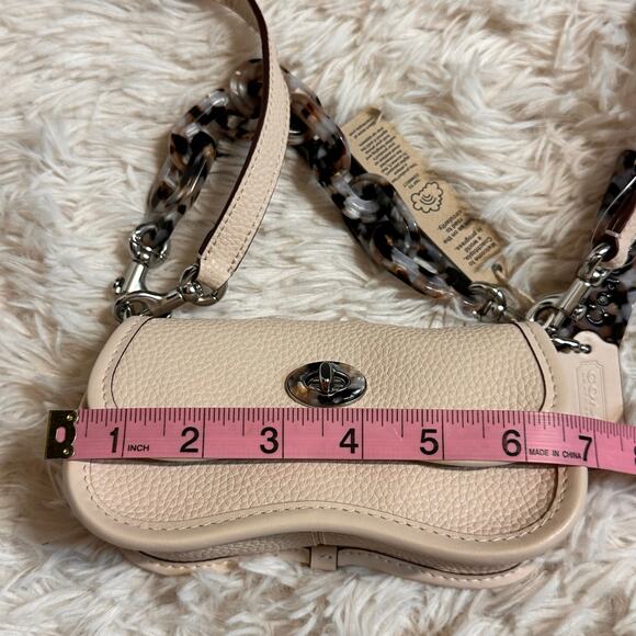 COACH COACHTOPIA Dinky Cloud Bag Mini Micro Wavy Leather Cream Chain Link Strap - Picture 13 of 15